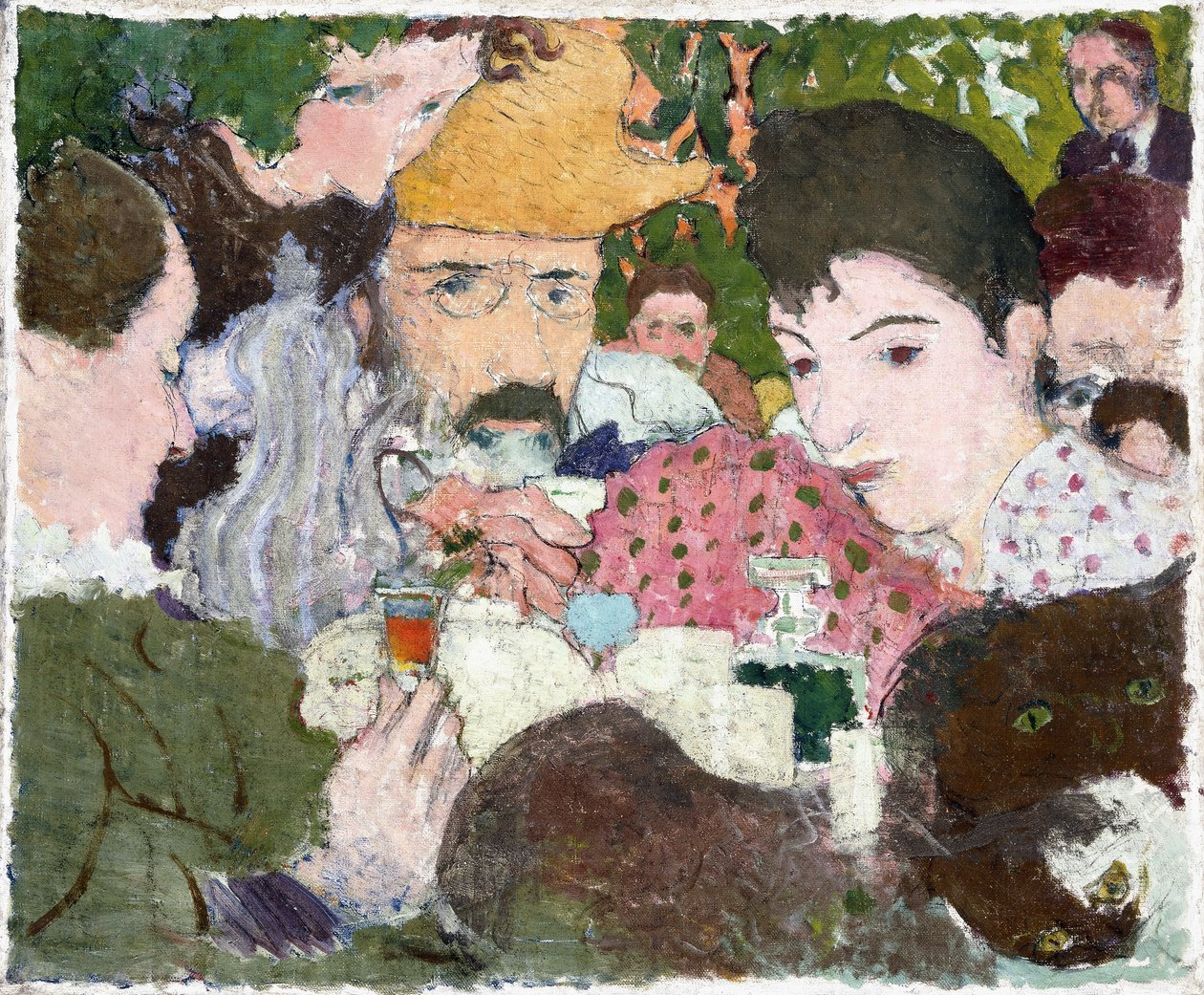 Trädgårdsprovning, ca 1891 (olja, penna och svart bläck över penna på duk) av Pierre Bonnard