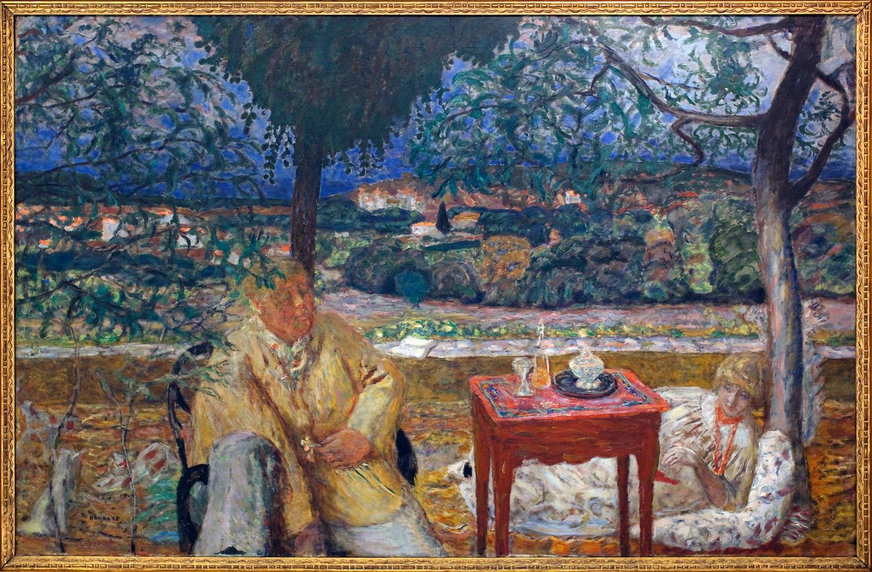 I trädgården (samtal i Provence). Med porträtt av Jozef Pankiewicz (1866-1940, polsk målare) och Marthe de Meligny (född Maria Boursin) av Pierre Bonnard
