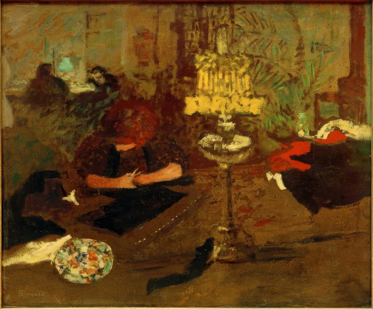 Ung kvinna med en lampa / Figur med en lampa av Pierre Bonnard