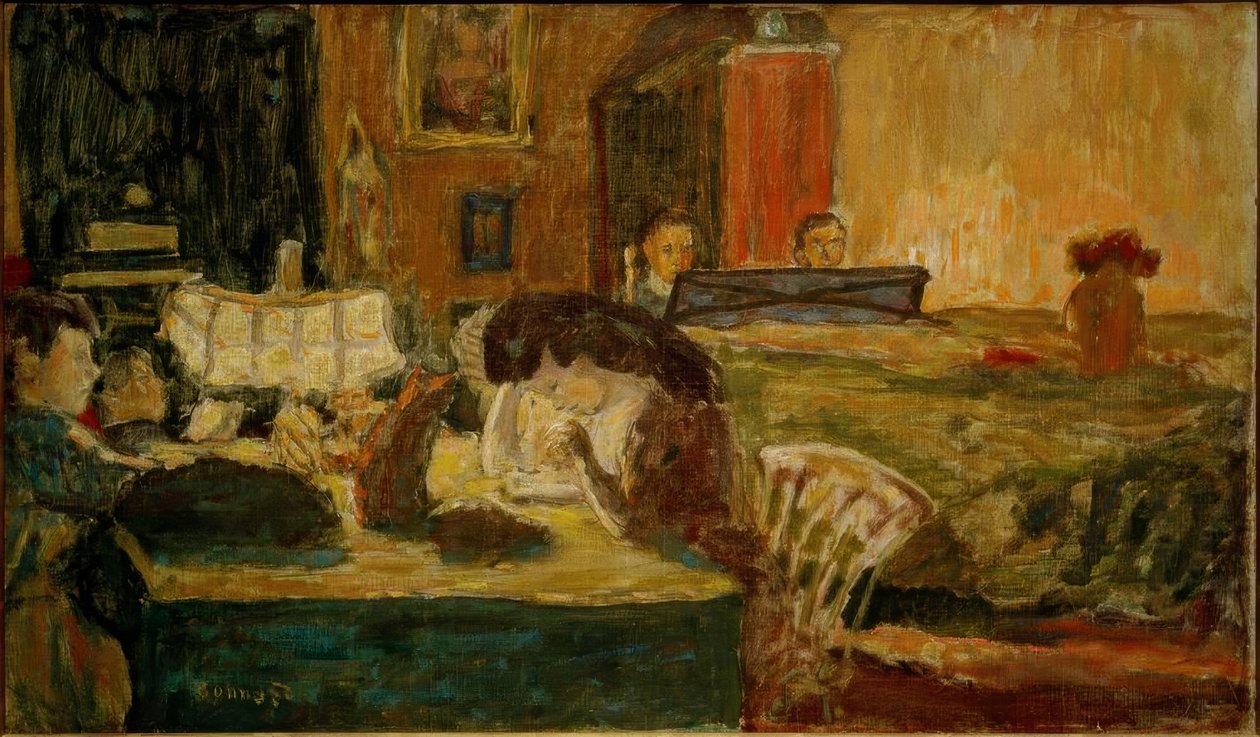 Kvällen i vardagsrummet (Famille Terrasse) av Pierre Bonnard
