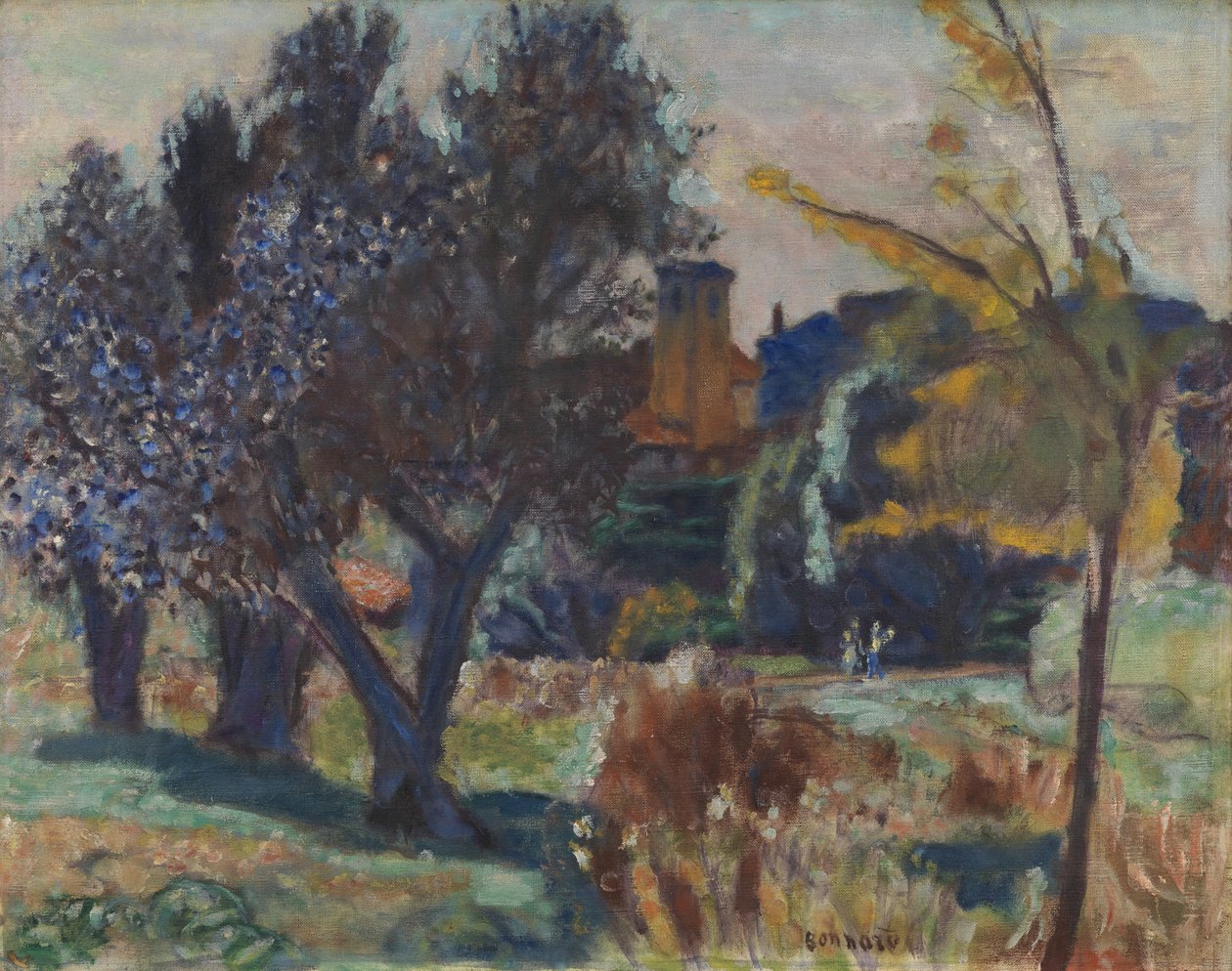 Landskap med olivträd och ett kapell, ca 1924 (olja på duk) av Pierre Bonnard