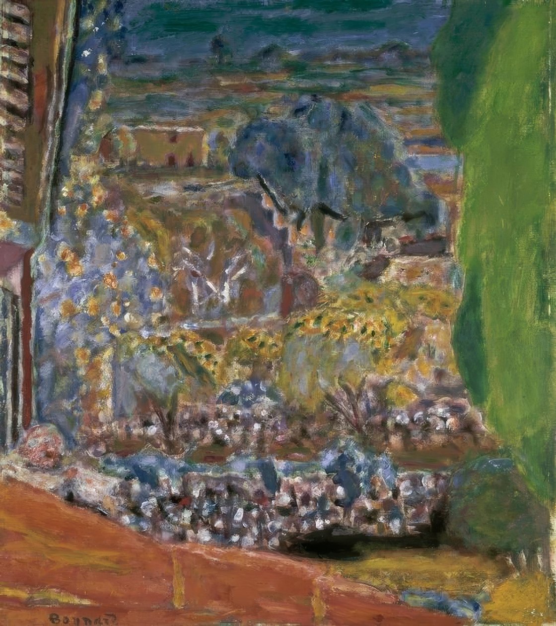 Landskap med röda tak av Pierre Bonnard