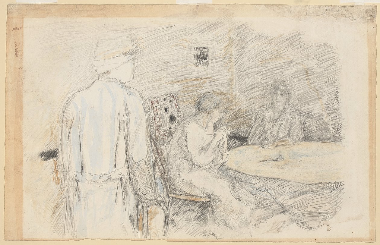 Ledighetsinnehavaren (den skadade i hans familj) (w/c & penna på papper) av Pierre Bonnard