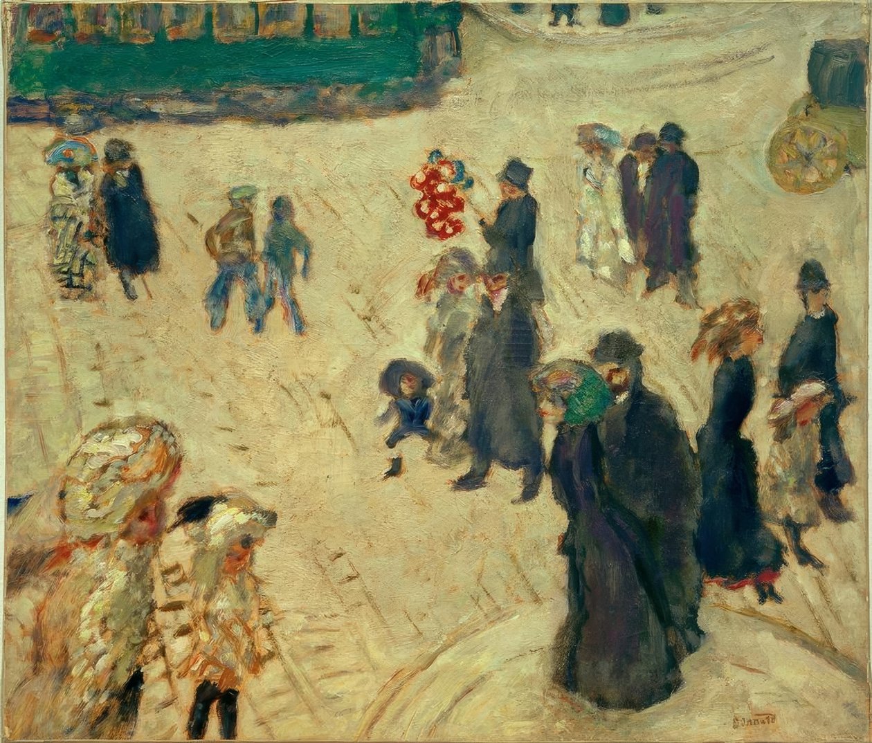 Den gröna spårvagnen (karaktärer på gatan med den gröna spårvagnen) av Pierre Bonnard