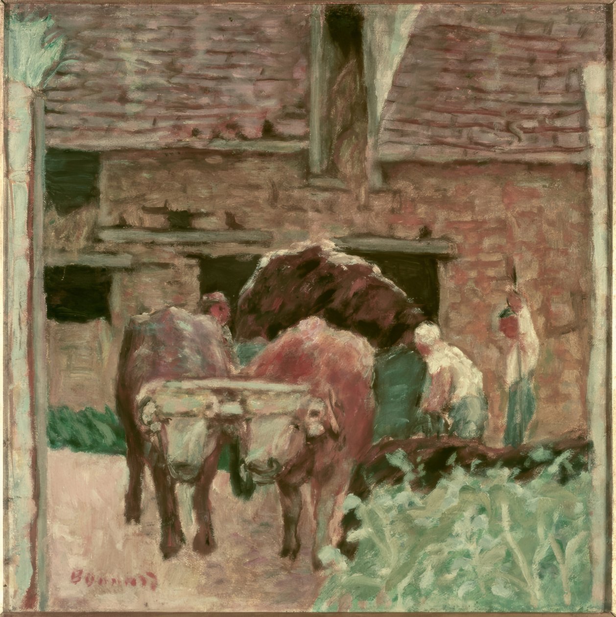De två oxarna och gården av Pierre Bonnard