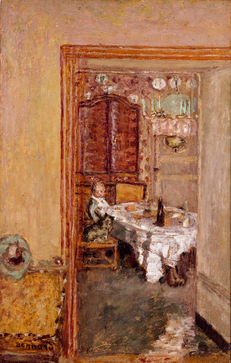 Liten pojke i matsalen. Målning av Pierre Bonnard (1867-1947) 1898 Engelsk privat samling av Pierre Bonnard