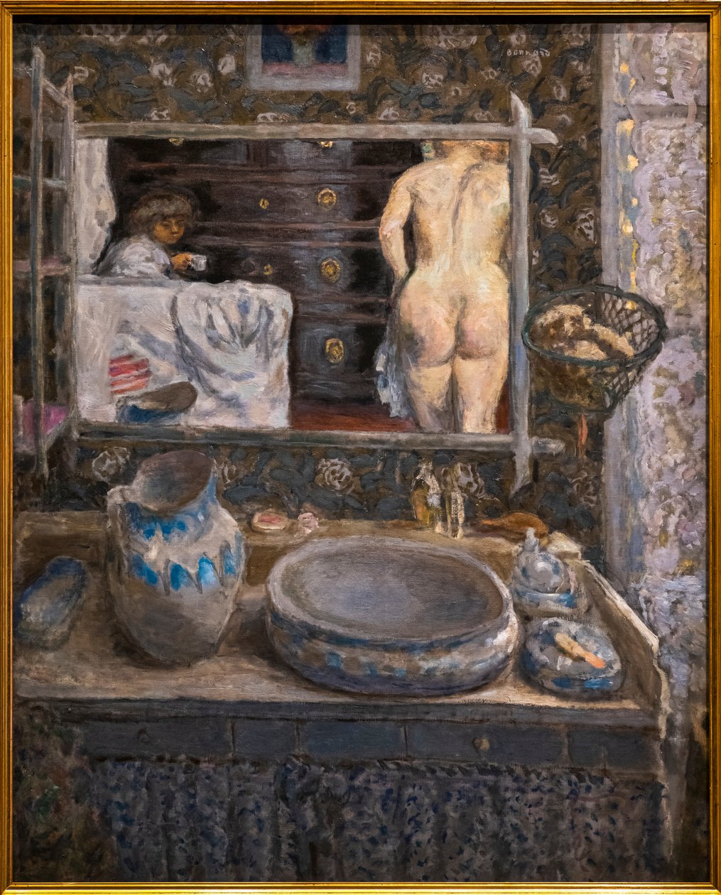 Spegel ovanför ett tvättställ av Pierre Bonnard