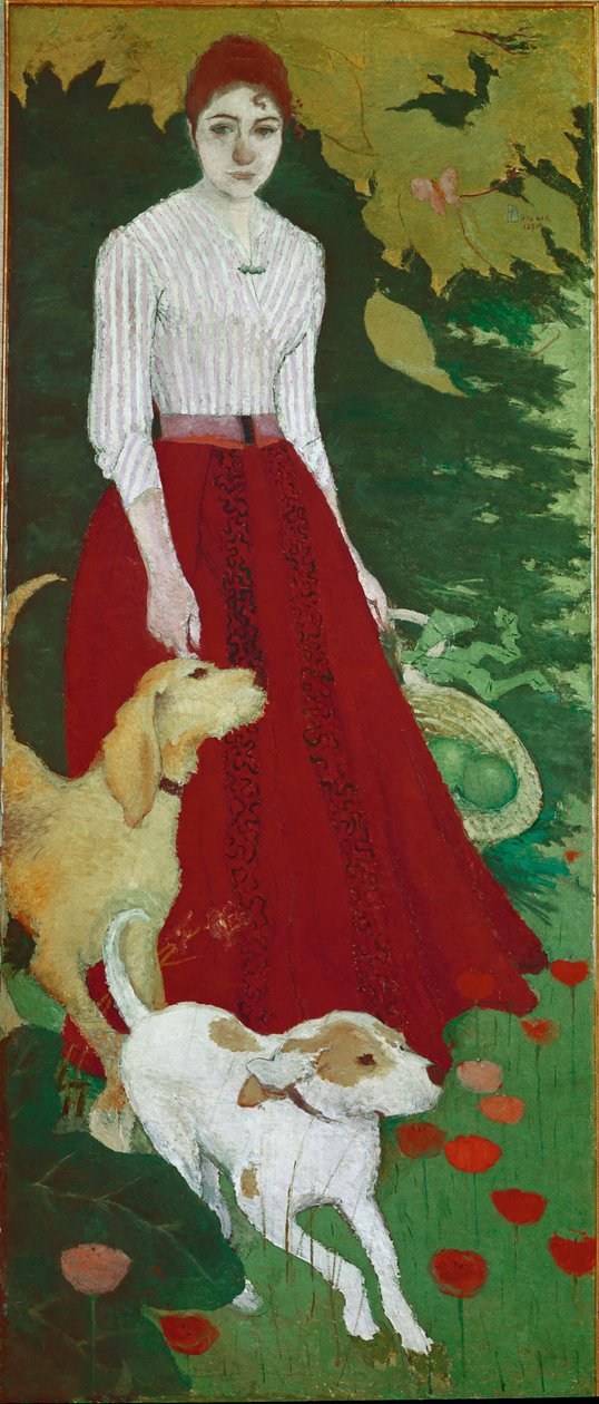 Fröken Andree Bonnard och hennes hundar (olja på duk av Pierre Bonnard