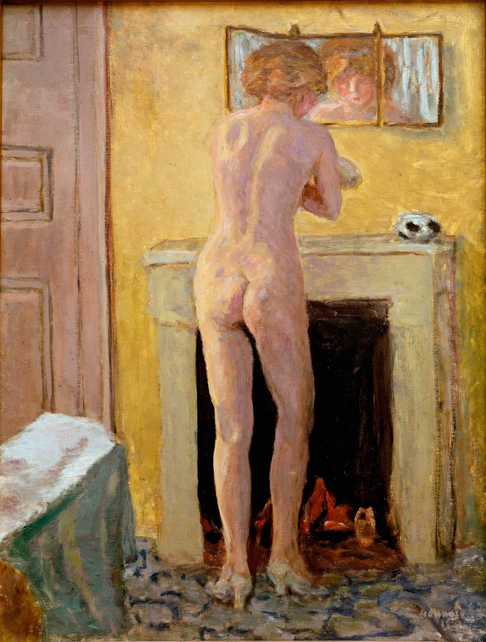 Naken står vid sin toalett Målning av Pierre Bonnard (1867-1947) 1919 Saint Tropez, Musee de l