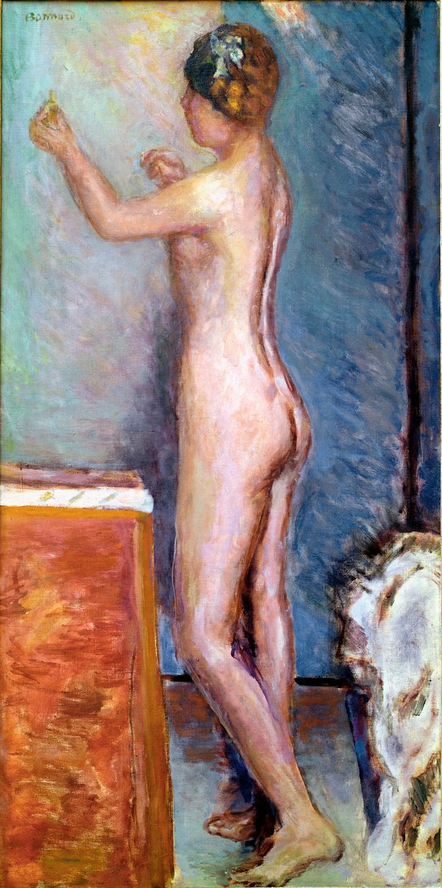 Naken på blå bakgrund målning av Pierre Bonnard (1867-1947) 1915 Solothurn, Silvan Kocher Collection av Pierre Bonnard