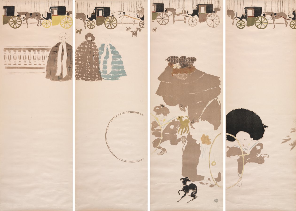 Nursemaids Promenade, Fris av vagnar av Pierre Bonnard
