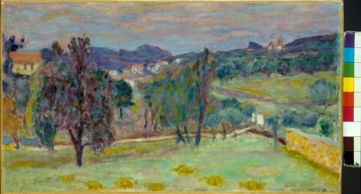 Lila landskap på kvällen av Pierre Bonnard