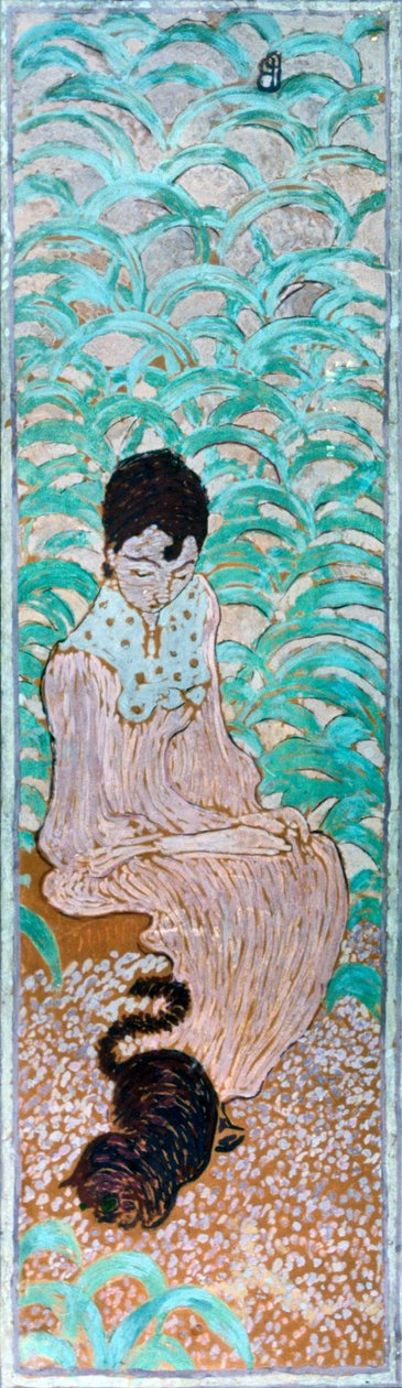 Sittande kvinna med en katt, 1891. av Pierre Bonnard