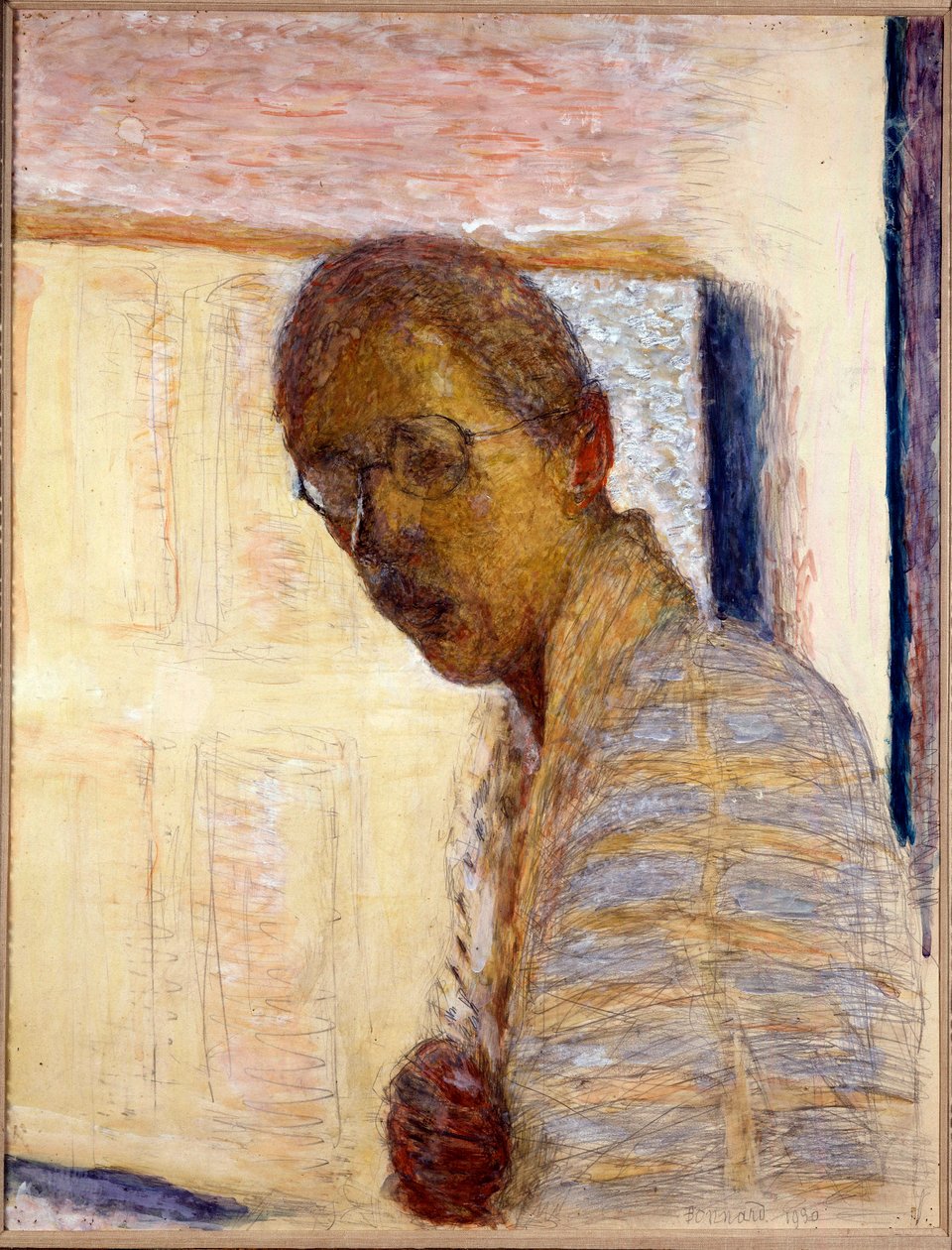 Självporträtt - 1930 (gouache och penna på papper) av Pierre Bonnard