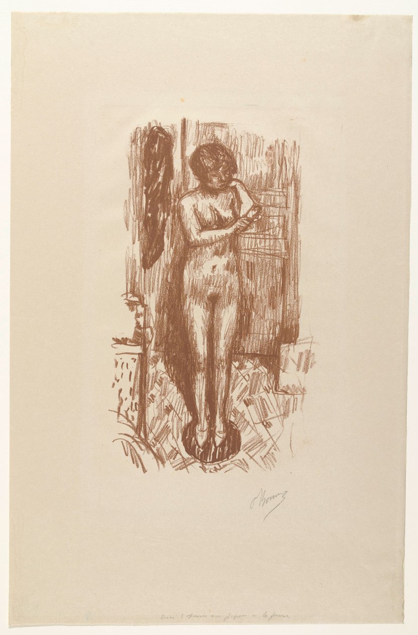 Stående naken kvinna tvättar sig Etude de Nu av Pierre Bonnard