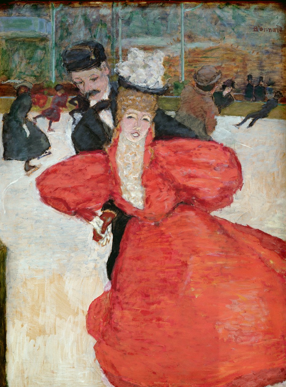 The Ice Rink eller The Skaters, ca 1896-98 (olja på kort monterad på panel) av Pierre Bonnard