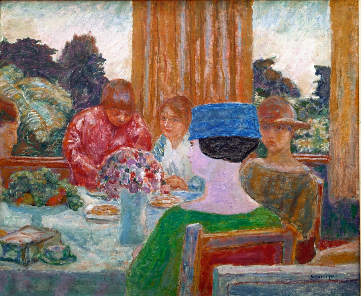 Den lilla blå hattmålningen av Pierre Bonnard (1867-1947) 1917 Dim. 66x79 cm Paris, Winterthur, Privat samling av Pierre Bonnard