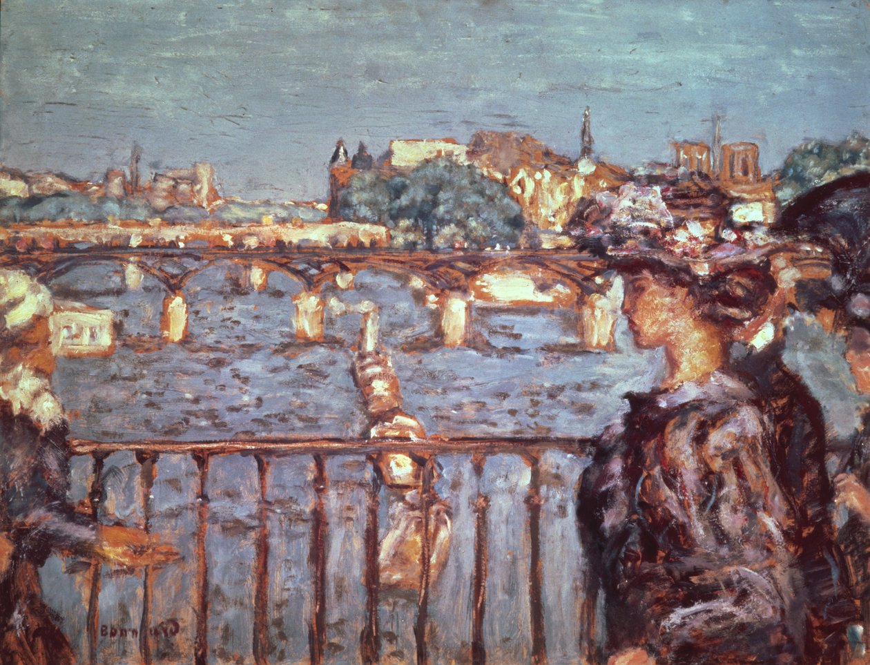 Pont des Arts, ca 1905 (olja på kort lagt på trä) av Pierre Bonnard