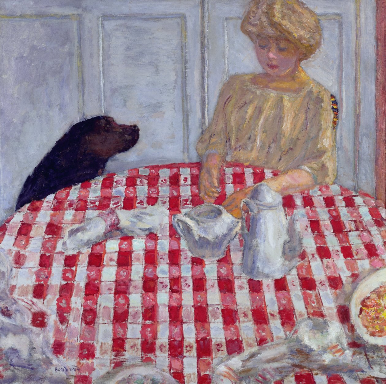 Den rödrutiga duken, eller The Dogs Dinner, 1910 av Pierre Bonnard