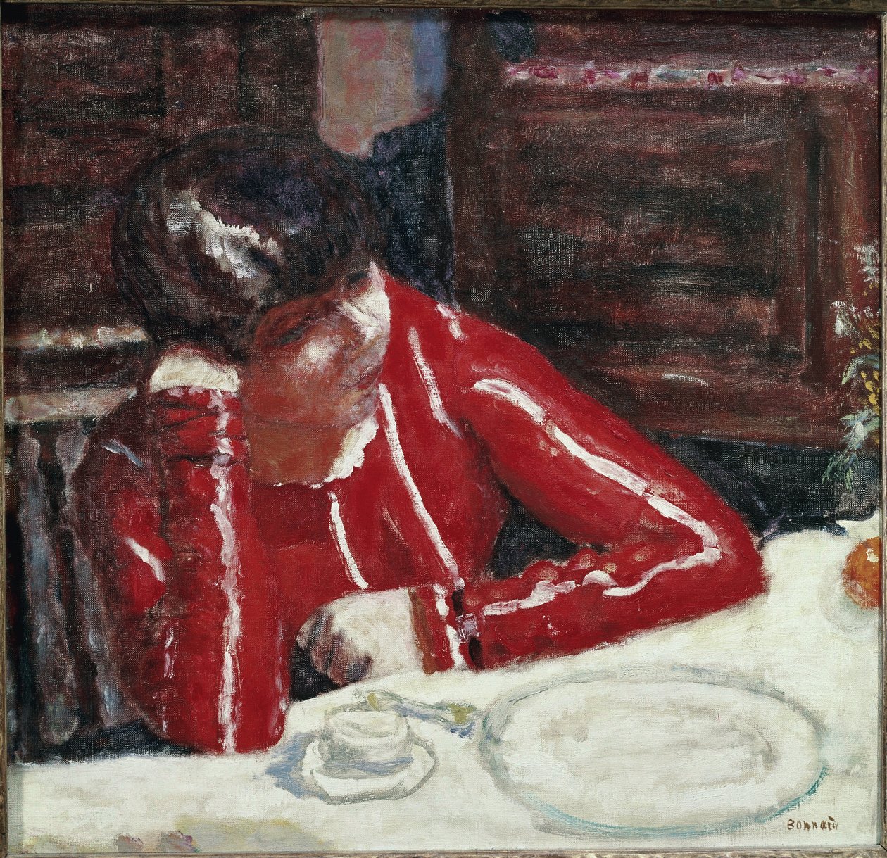 The Red Corsage (olja på duk av Pierre Bonnard