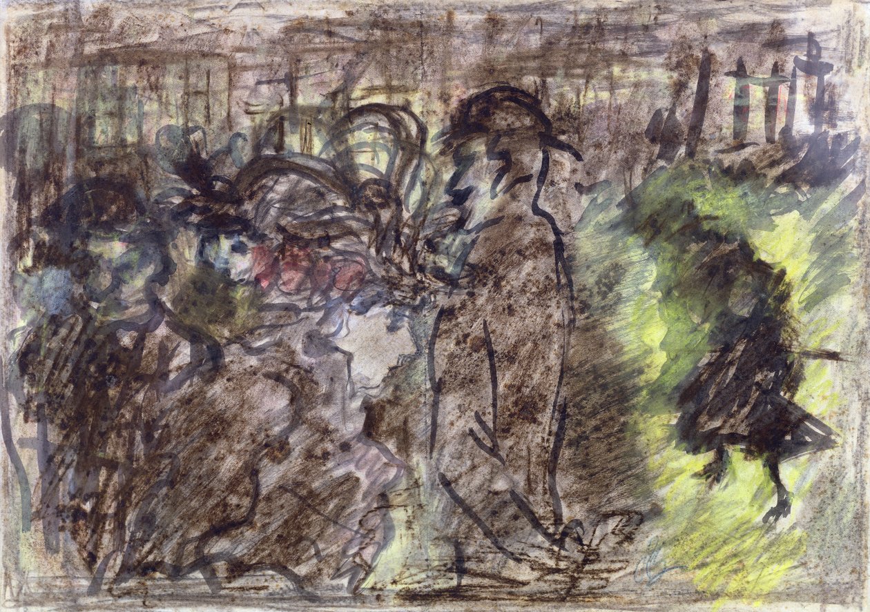The Square, Evening, 1899 (pastell, wc och bläck på papper) av Pierre Bonnard