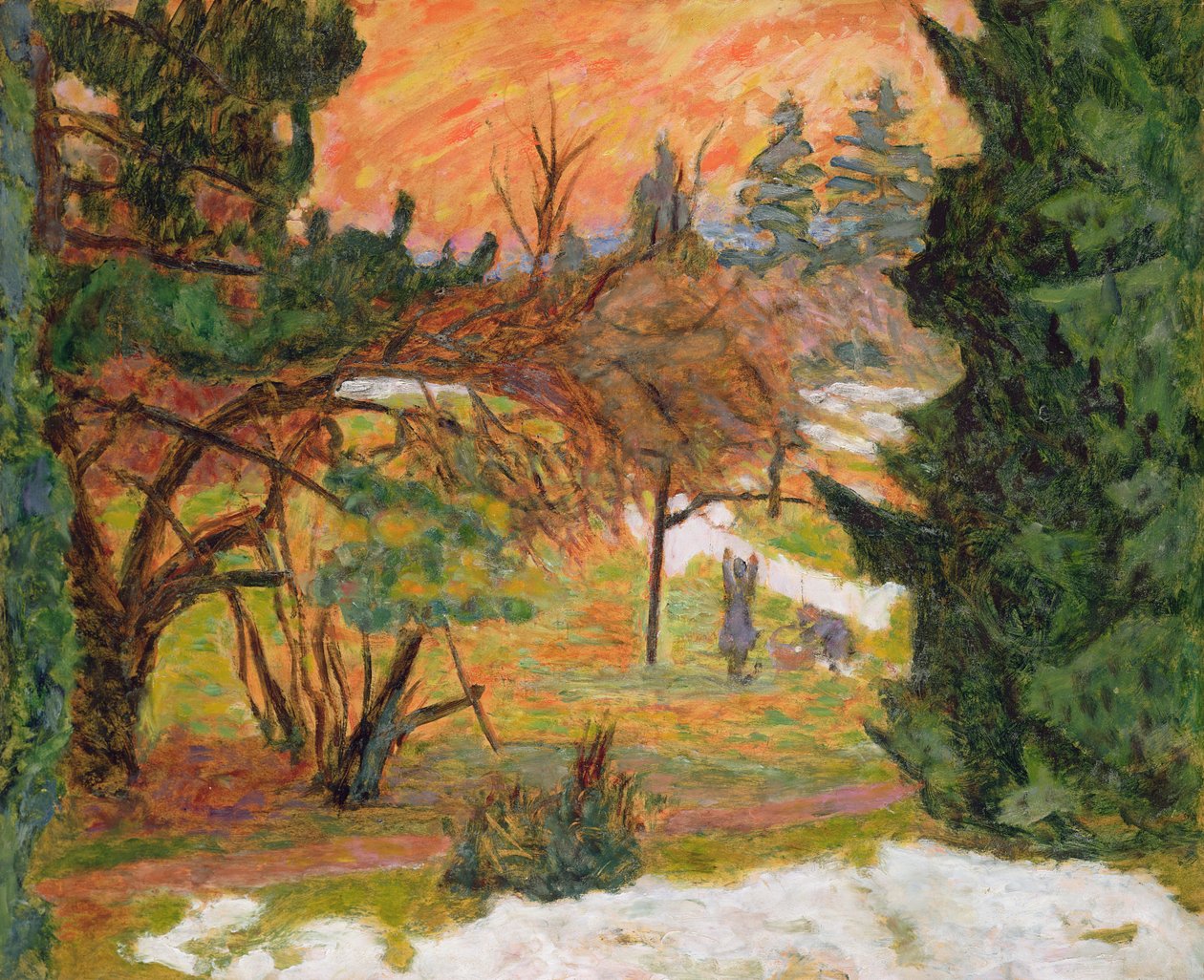 The Washing Line in the Park at le Grand-Lemps, ca 1917 (olja på papper) av Pierre Bonnard