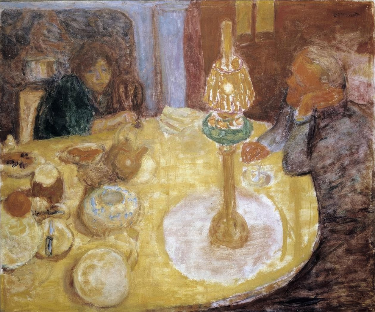 KVÄLL UNDER LAMPAN av Pierre Bonnard