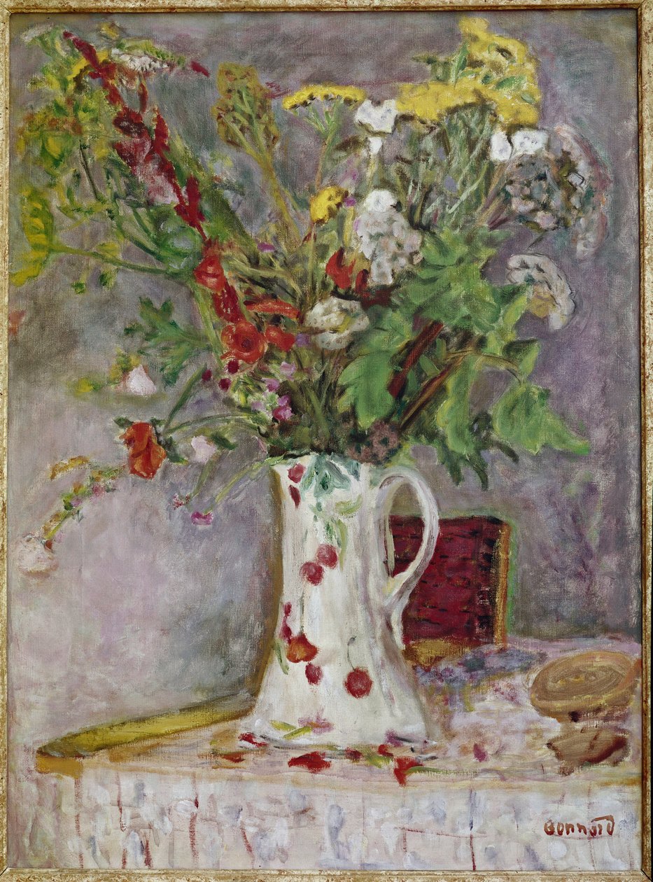 Vas med blommor (olja på duk av Pierre Bonnard
