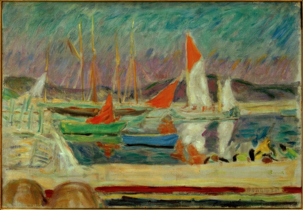 Segelbåtar i hamnen i Saint-Tropez av Pierre Bonnard