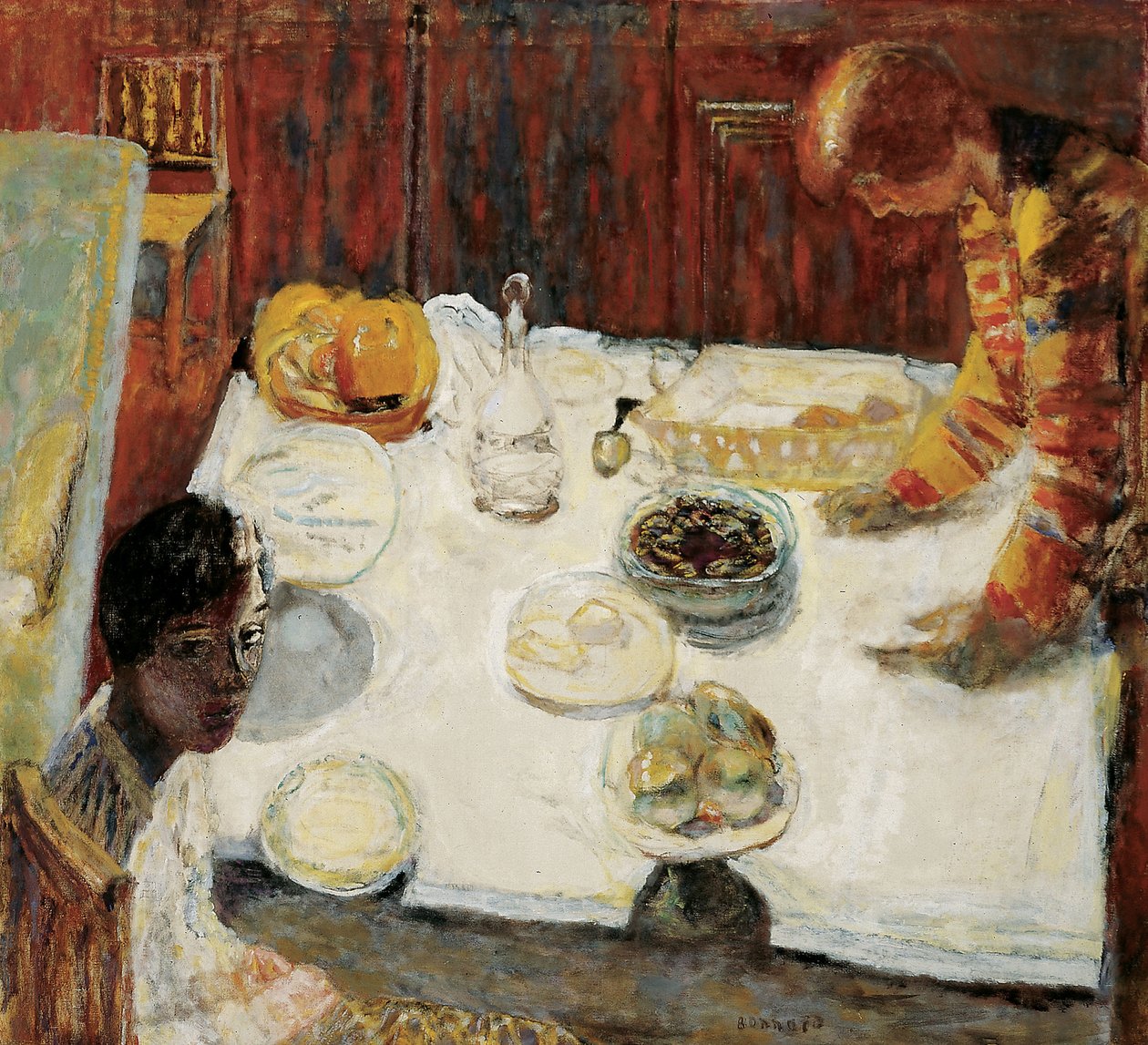 Matsal med vit duk, 1925 av Pierre Bonnard