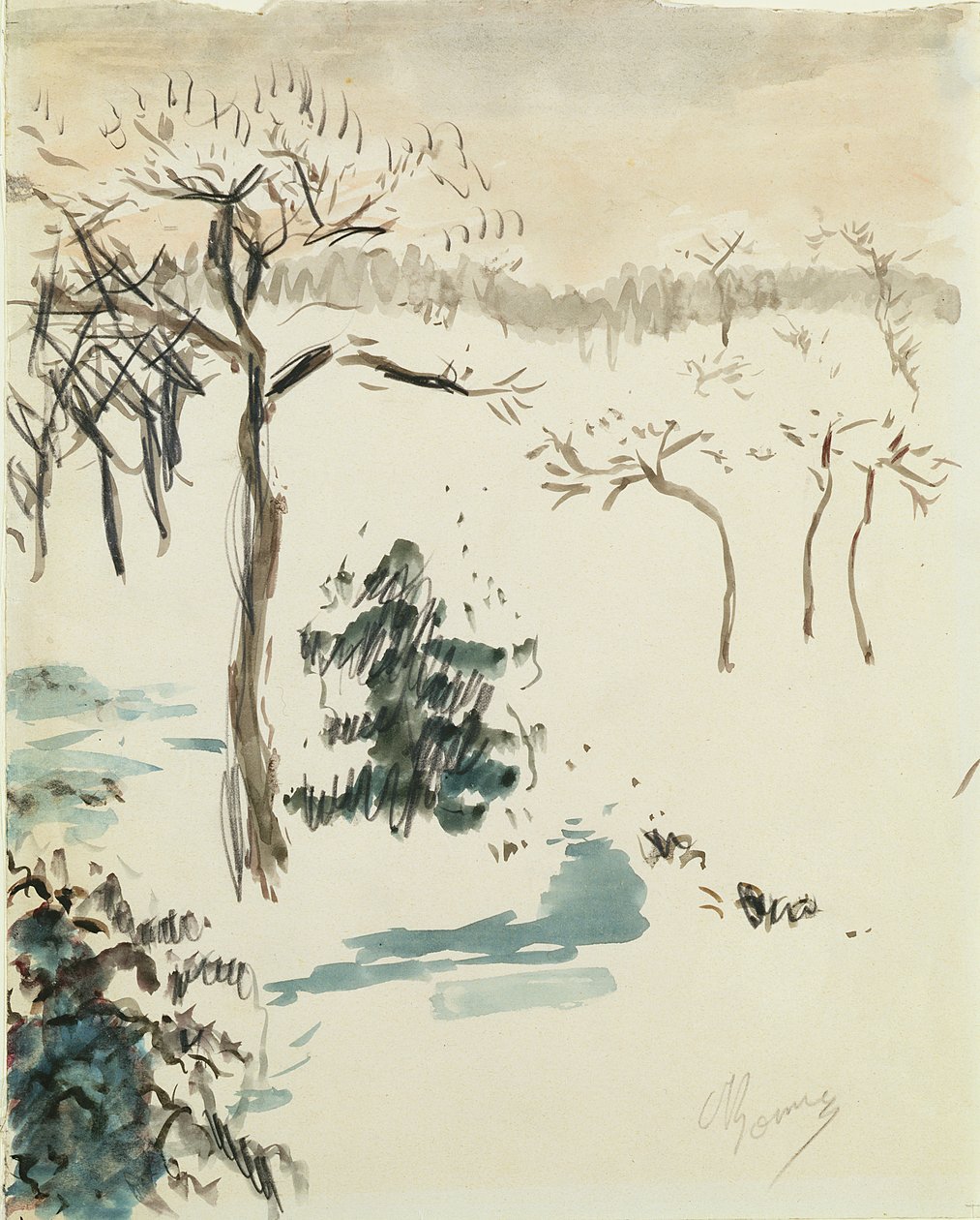 Vinterlandskap, 1910 (wc & penna på papper) av Pierre Bonnard