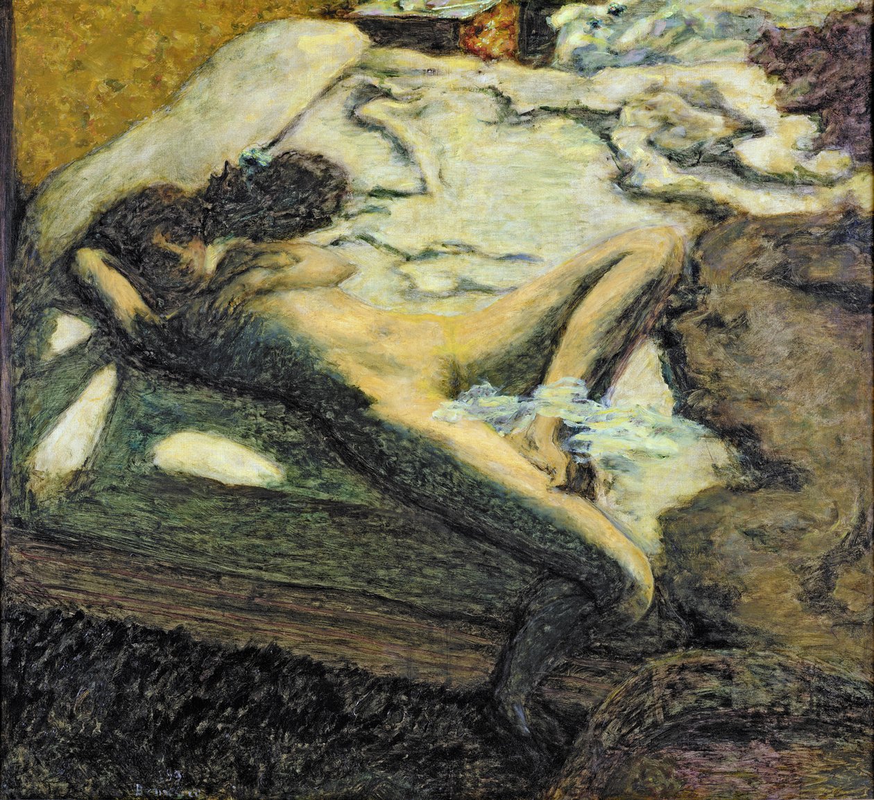 Kvinna som lutar sig på en säng, eller den indolenta kvinnan av Pierre Bonnard