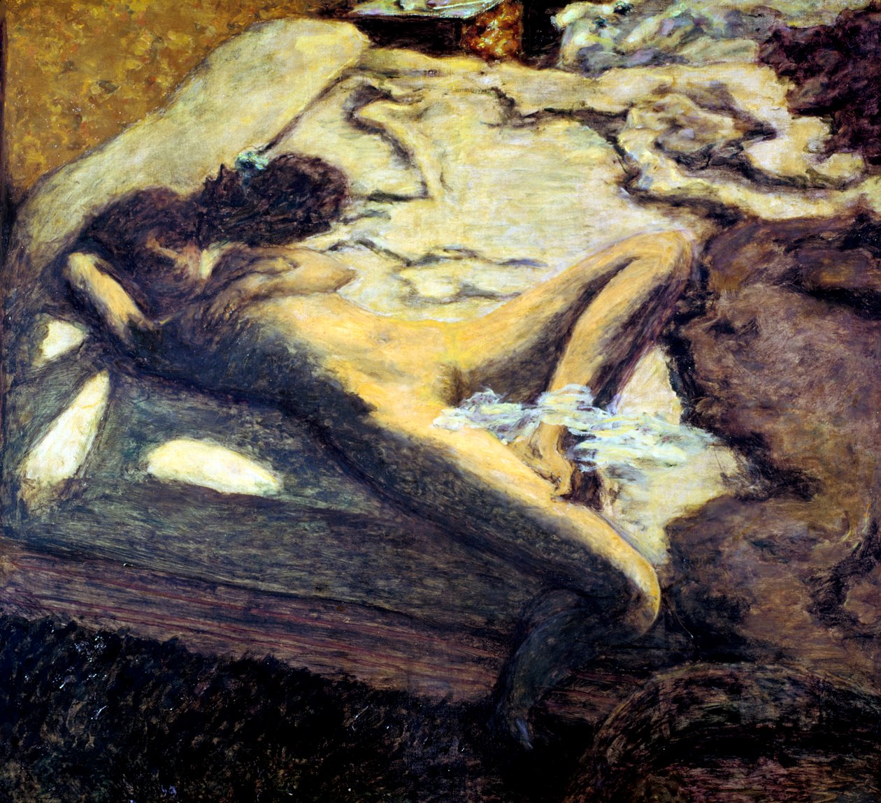Kvinna som lutar sig på en säng, eller The Indolent Woman, 1899 av Pierre Bonnard