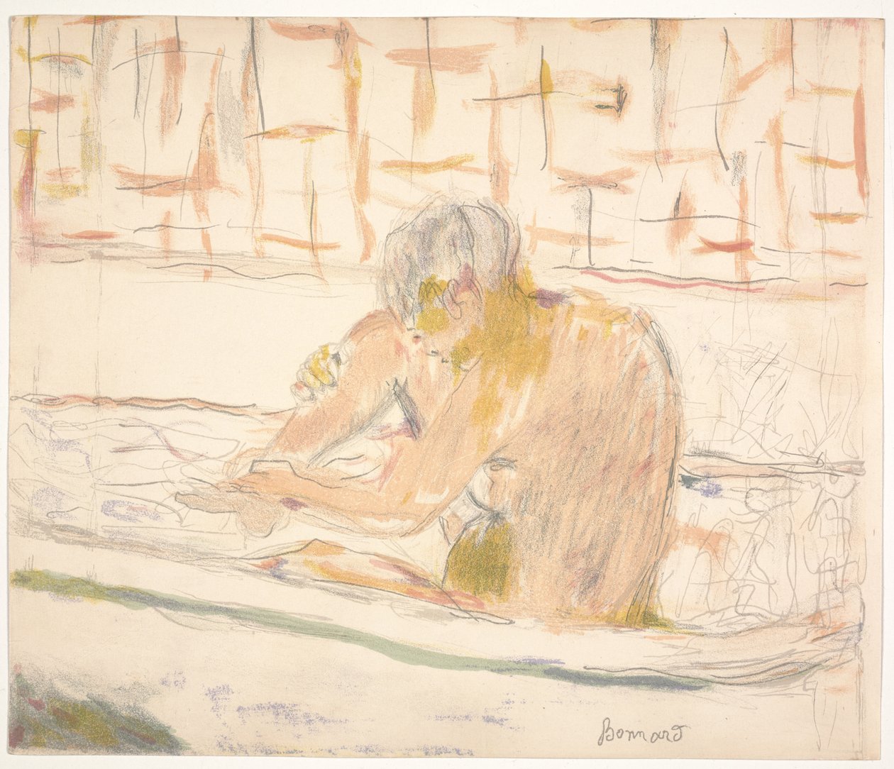 Kvinna som sitter i hennes bad av Pierre Bonnard