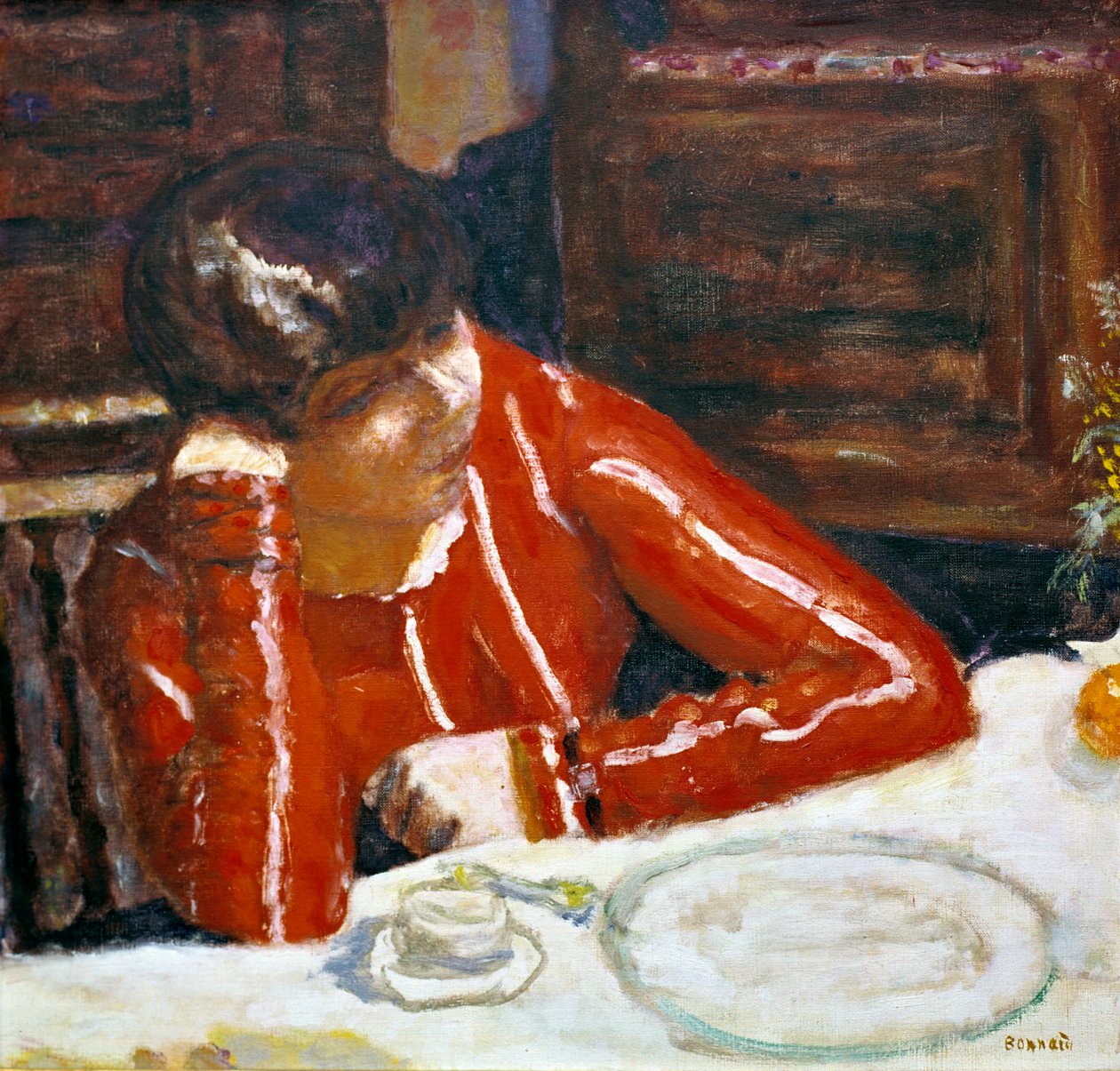 Kvinna i röd topp, c1920 av Pierre Bonnard