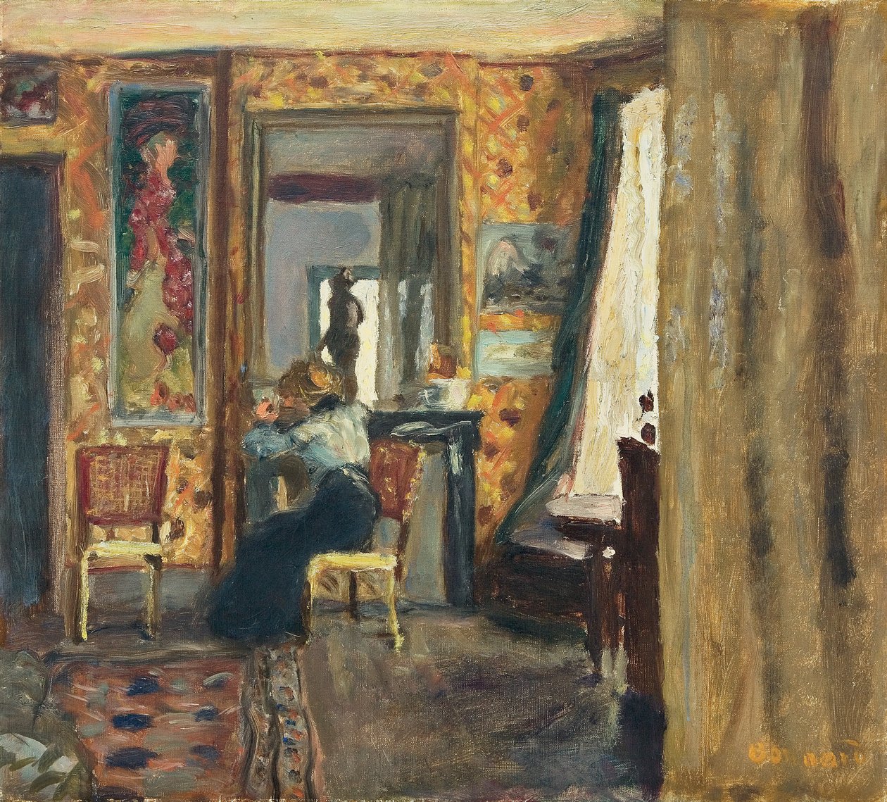 Kvinna i en interiör; Kvinna i en interiör, ca 1908 (olja på duk) av Pierre Bonnard