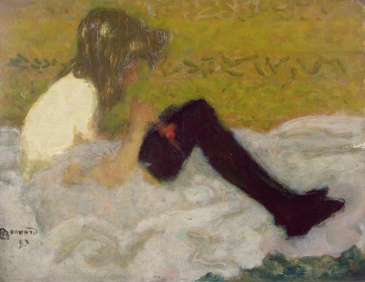 Kvinna med svarta strumpor, 1893 (olja) av Pierre Bonnard
