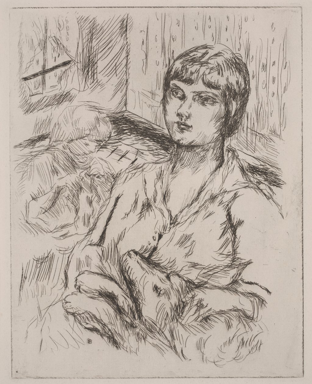 Kvinna med hund, illustration från "Dingo" av Octave Mirbeau av Pierre Bonnard