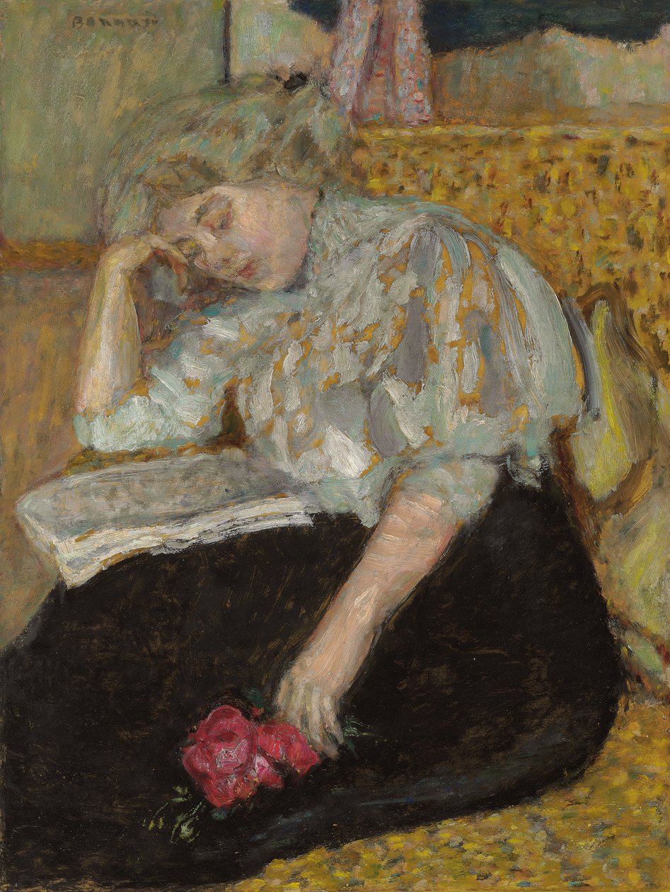 Kvinna med ros; Femme a la rose, 1908 av Pierre Bonnard