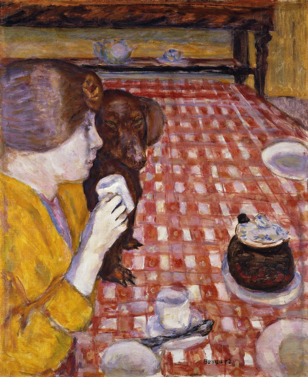 Gult och rött (den rödrutiga duken); Gult och rött (Duken med röda plattor) av Pierre Bonnard