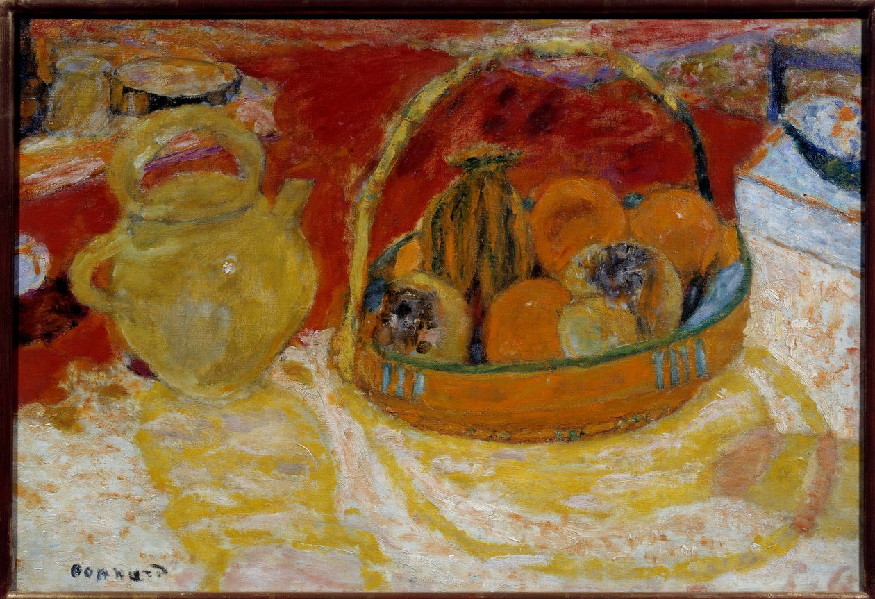 Gult och rött stilleben. Målning av Pierre Bonnard (1867-1947) av Pierre Bonnard
