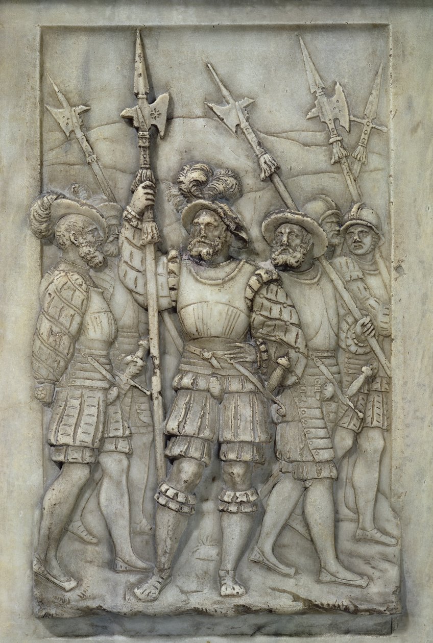 Halberdiers, detalj från Francois I:s och Claude de Frances grav, beställd 1548 (marmor) av Pierre Bontemps