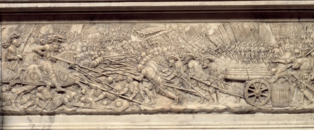 Slaget vid Marignan 1515. Hjärtgraven för kungen av Frankrike Francois I (1494-1547): Lågrelief av Pierre Bontemps (cirka 1507-1568) av Pierre Bontemps