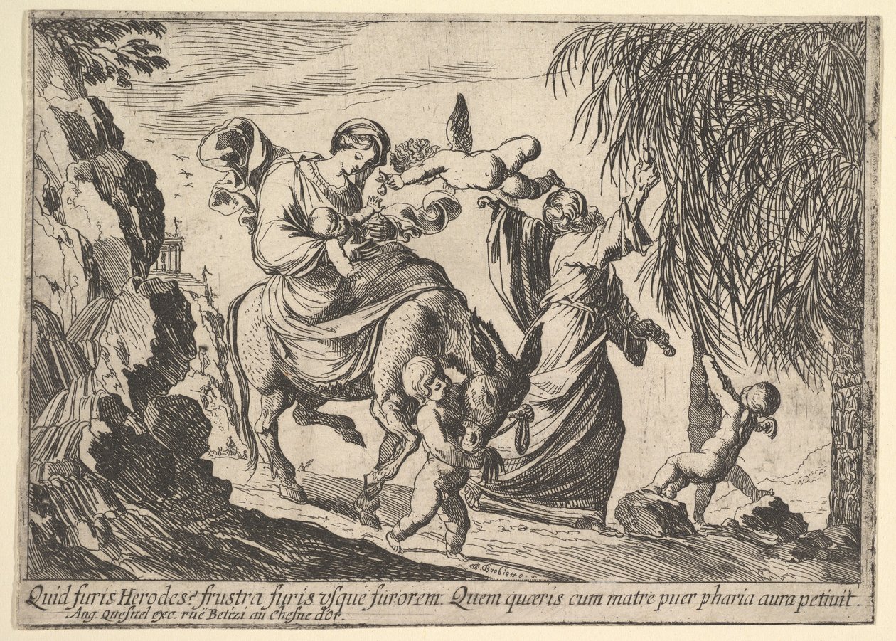 Änglar som ger datum till barn, 1610-42. av Pierre Brebiette