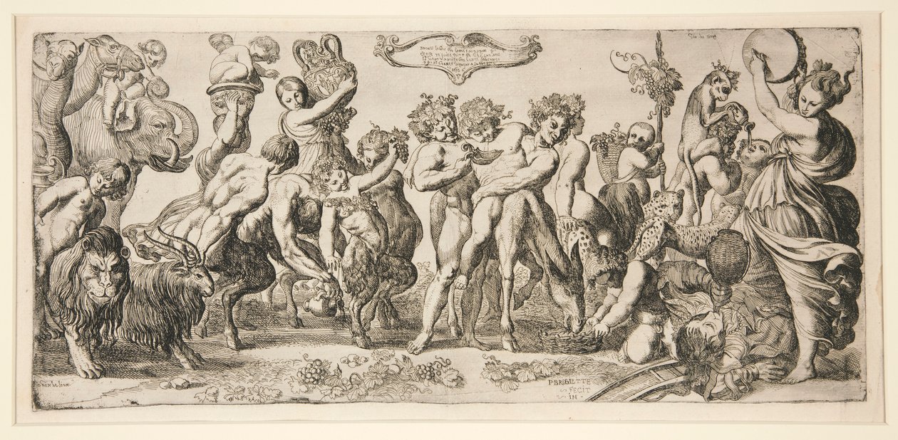 Bacchus och hans följe av Pierre Brebiette