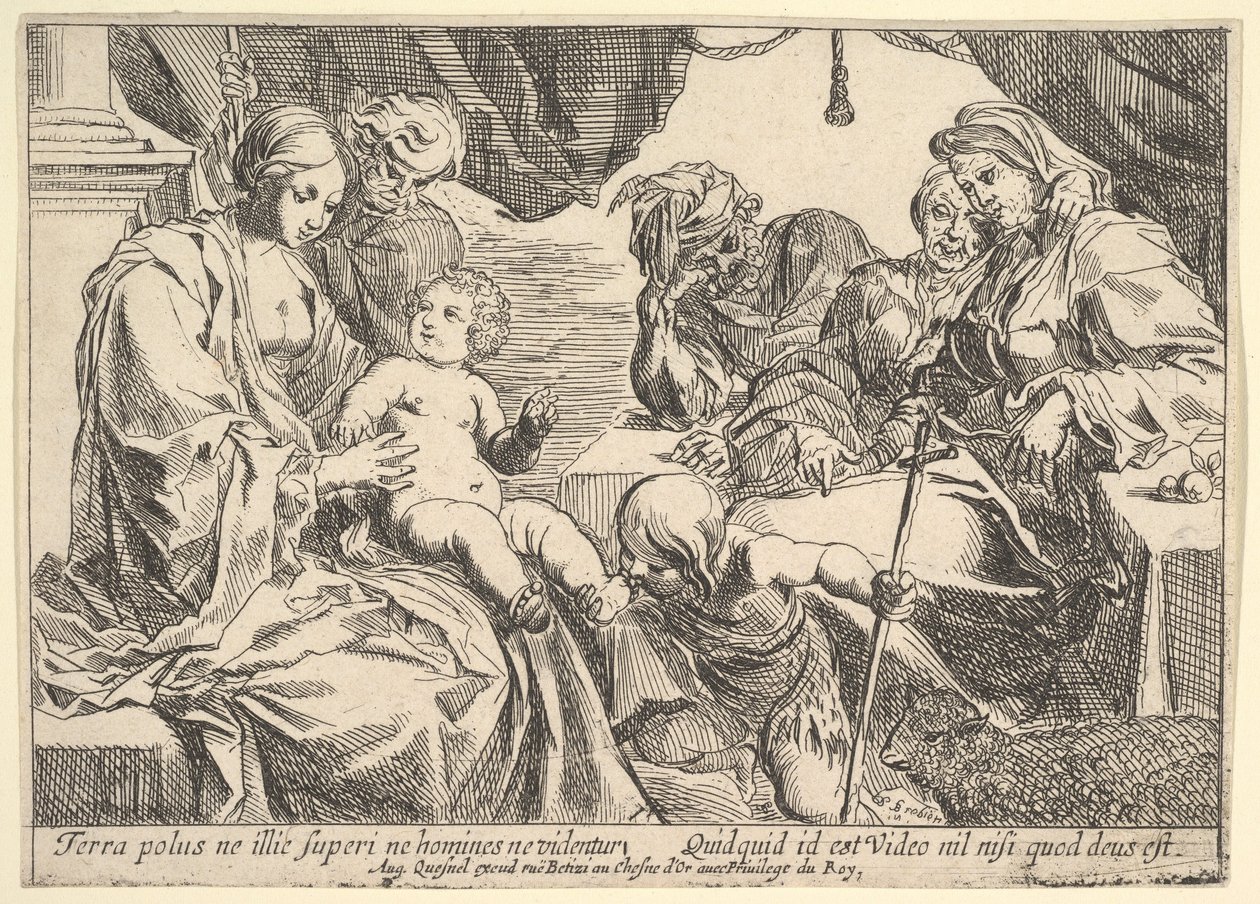 Helig familj med heliga, 1610-42. av Pierre Brebiette
