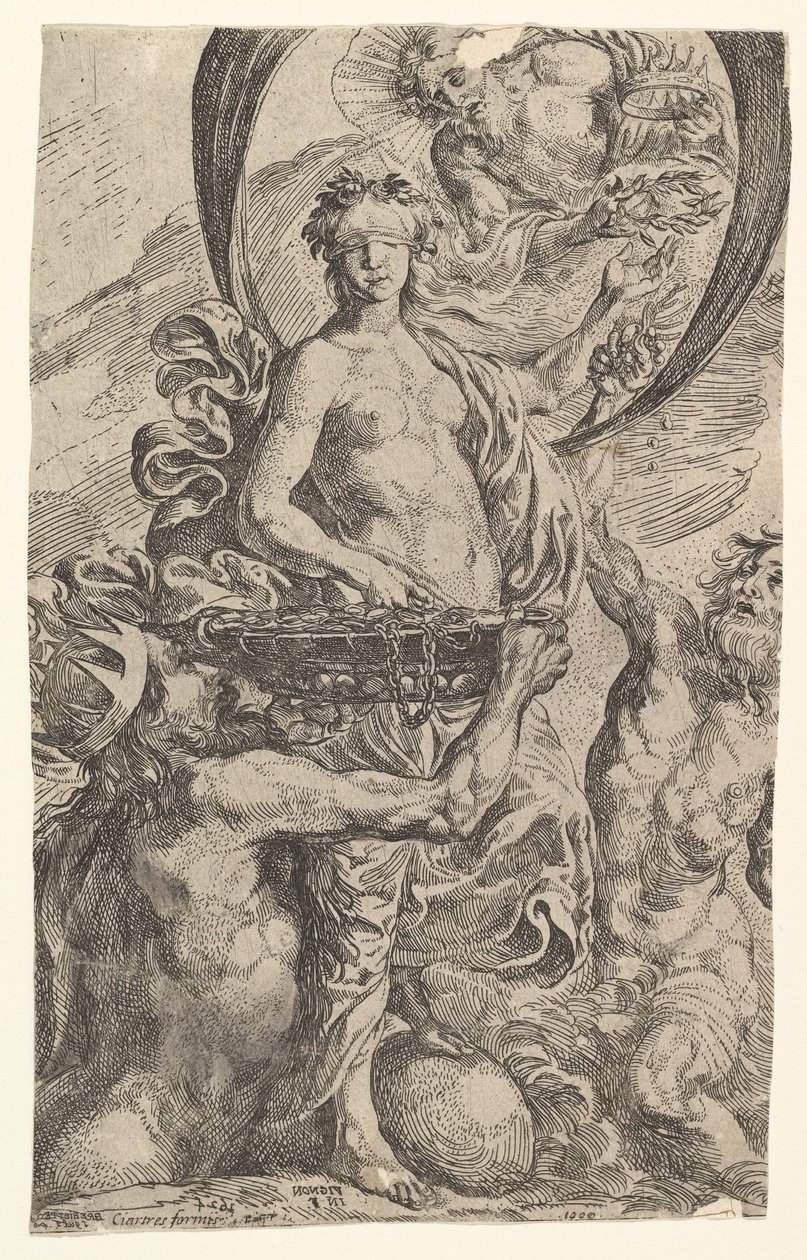 Jupiter, Pluto och Neptunus erbjuder sina rikedomar till förmögenhet, 1624. av Pierre Brebiette