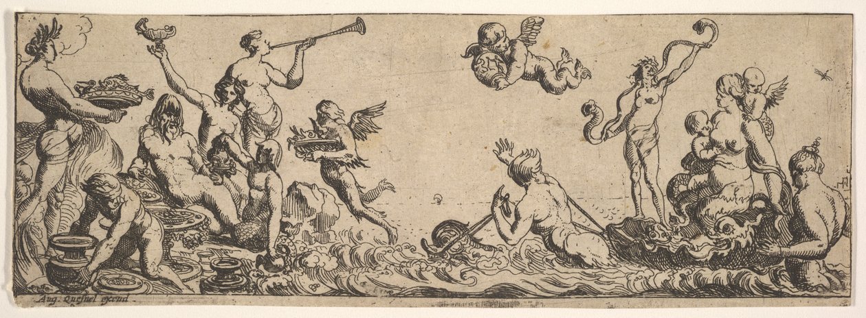 Neptunus och amfitrit, 1615-42. av Pierre Brebiette