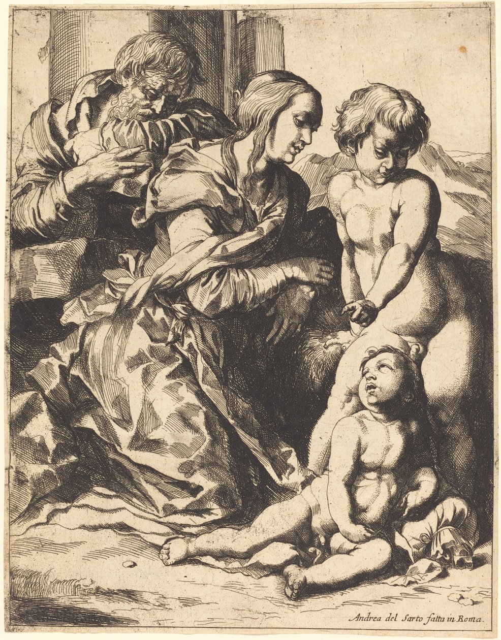 Den heliga familjen av Pierre Brebiette after Andrea del Sarto