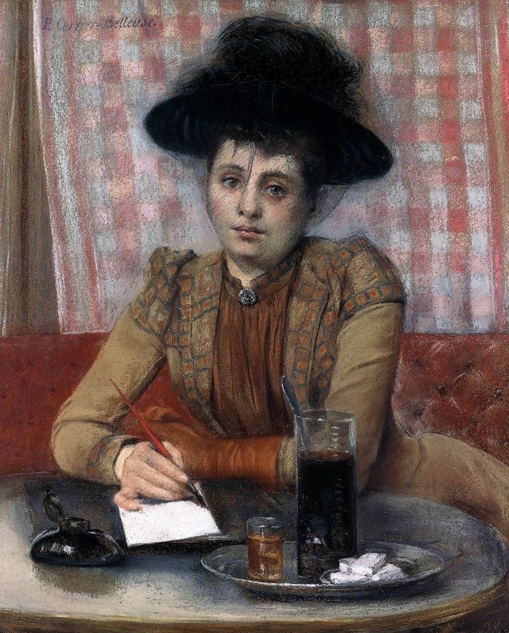 In the Cafe, ca 1900-1901 (pastell på papper nedlagd på duk) av Pierre Carrier Belleuse